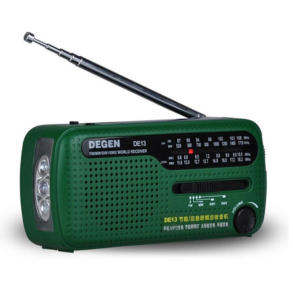 XHD® DEGEN DE13 FM AM SW Crank Dynamo Solar Power Emergency Radio - View #9