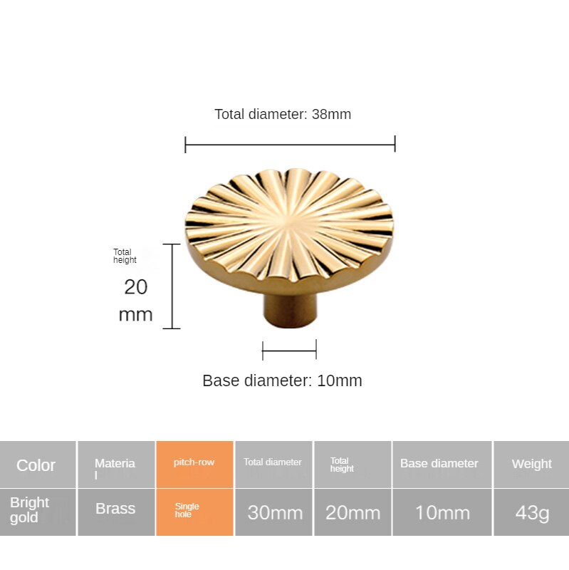 Diy Halfronde Vorm Lade Knoppen Keuken Deurgrepen En Europese Antieke Meubels Sector Kast Goud Messing Trekt: Bright gold--Dia38mm