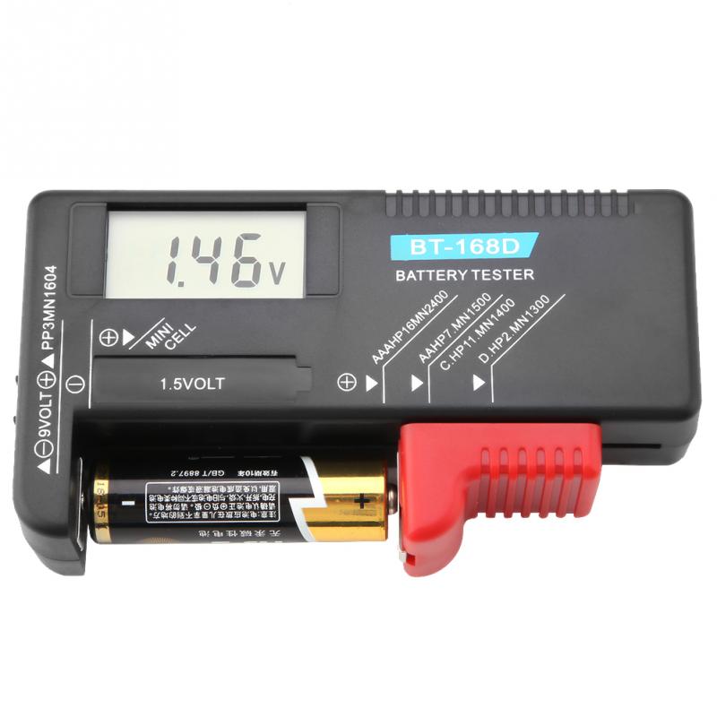 Bt -168d batterijtester universele digitale lcd aa/aaa/c/d /9v/1.5v knoopcel batterij volt tester