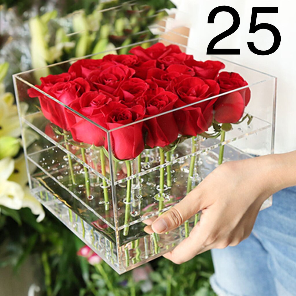 Rozenbloem opbergdoos met deksel acryl transparante cosmetische doos make-up opbergdoos diverse opbergdoos kast organizer: 25