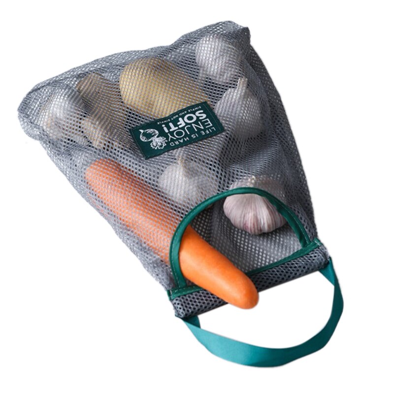 Eco friendly Mesh Bags Vegetable Fruit Bag Reusable Mesh Hanging Storage Bag Kitchen Bathroom Organizer Toy Sorting Bags
