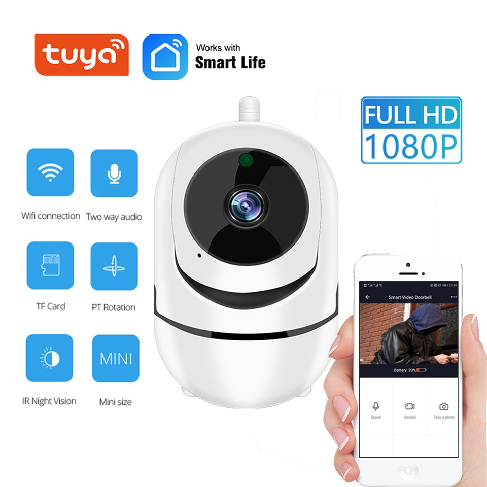 1080P Ip Camera Tuya App Babyfoon Automatische Tracking Beveiliging Indoor Camera Surveillance Cctv Wifi Camera Werk Met Alexa