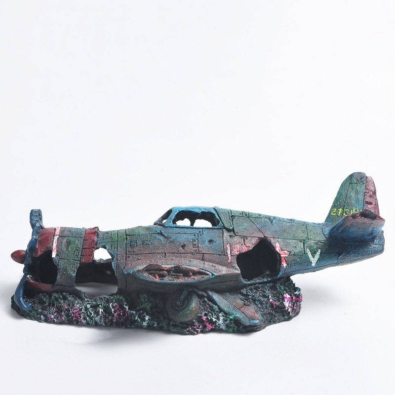 Hars vliegtuigwrak vliegtuig kunstmatig vaartuig aquarium grot huisdecoratie aquarium decoratie
