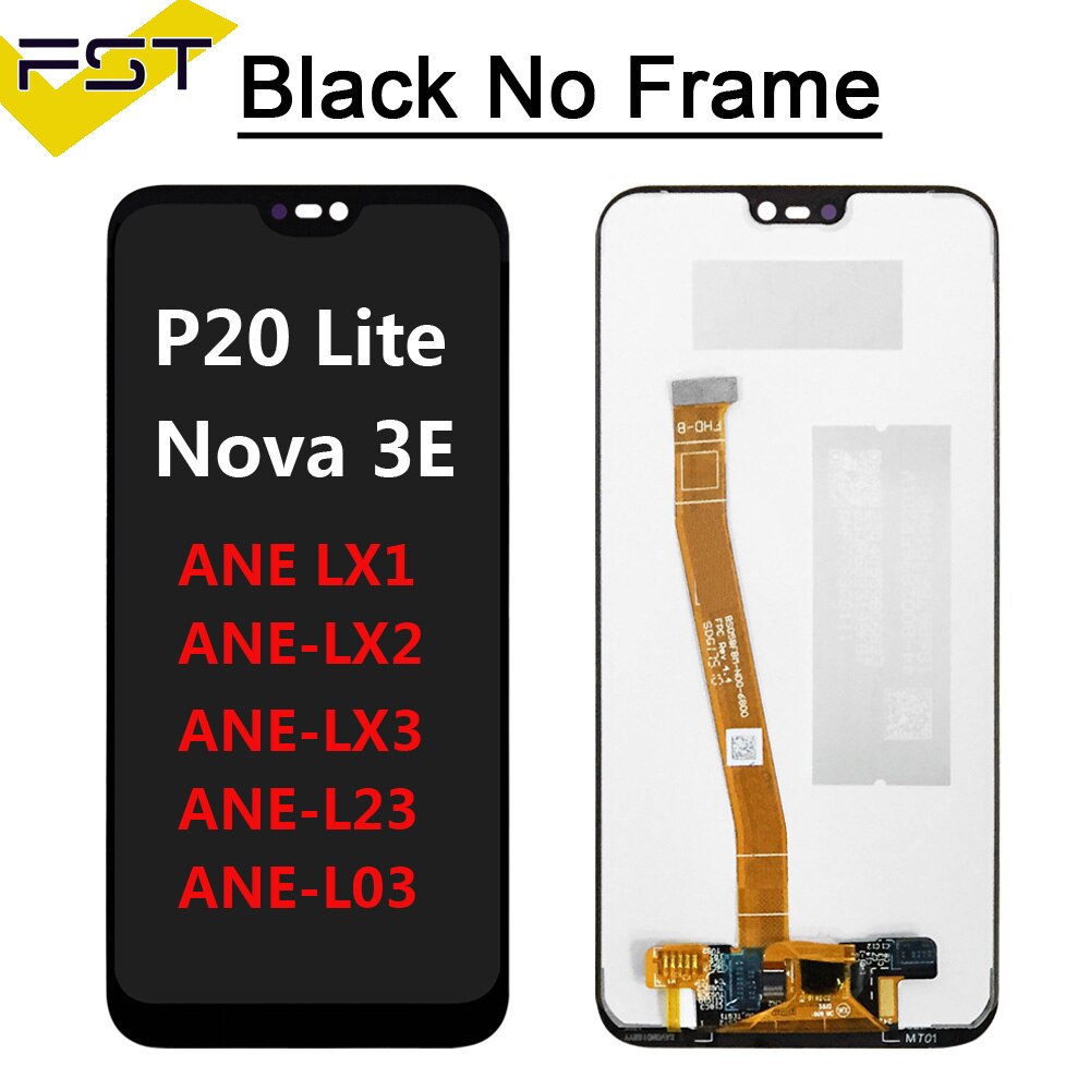 Tela lcd + touchscreen para huawei p20, tela para celulares huawei p20 EML-L09C EML-L29C/p20 lite nova 3e/p20 pro CLT-L09 CLT-L29 montagem do digitalizador: P20 Lite No Frame