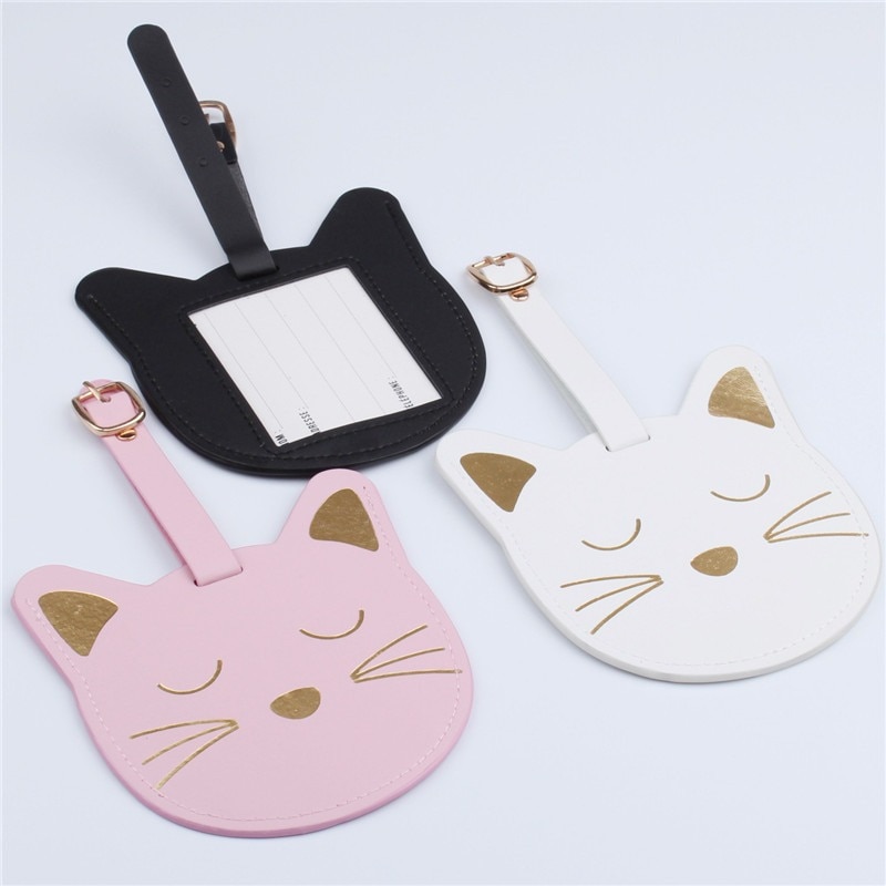 Accessori da viaggio Dei Bagagli etichetta Sveglio di Figura del Gatto Valigia Bagaglio Ciondolo in Pelle Nome Indirizzo ID Supporto di Imbarco Lable