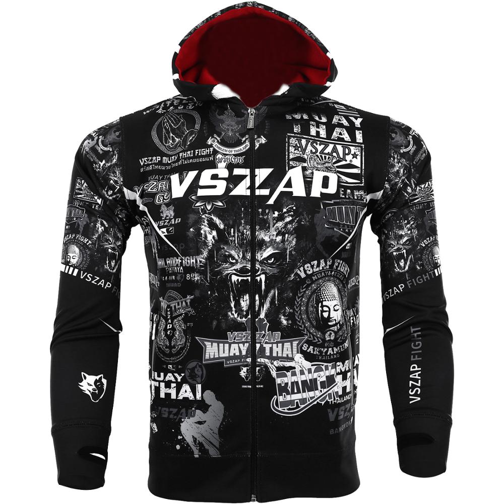 VSZAP-Sudadera con capucha de MUAY THAI, chaqueta de entrenamiento de lucha, MMA, fitness