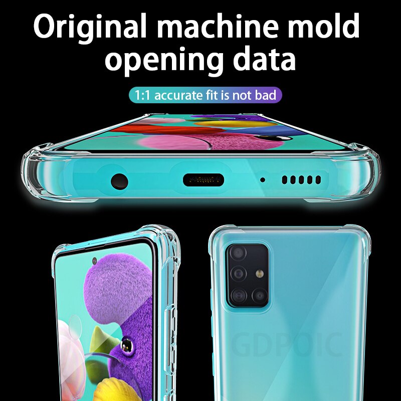 luxury Shockproof Phone cases on For Samsung Galaxy A51 A71 A50 A70 A50 A40 A80 A90 clear Silicone Case For Samsung M30 M40 Case