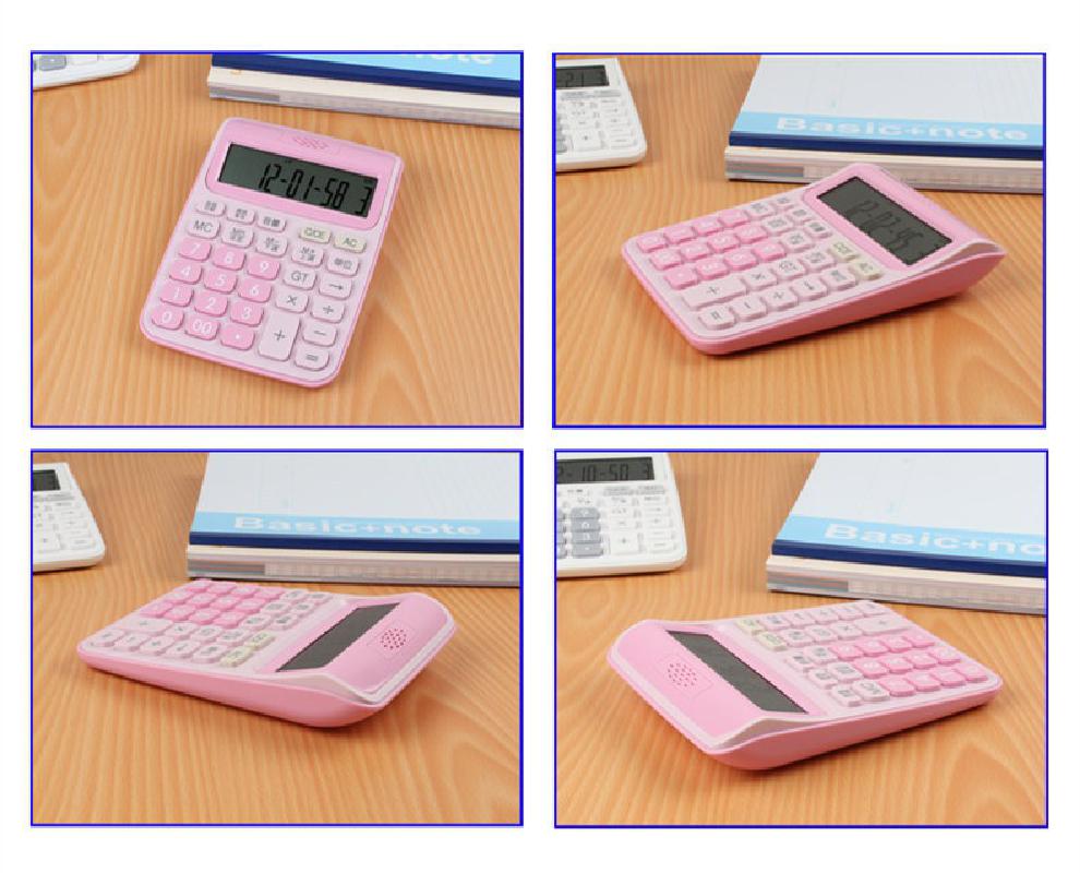 12 Digit Desk Voice Calculator Large Buttons Financial Business Accounting Tool Pink Blue Black Big Buttons Battery