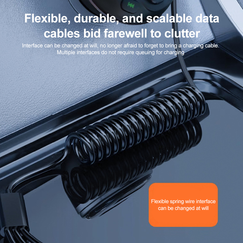 Trasmettitore FM Bluetooth 5.0 per auto lettore modulatore MP3 ricevitore Audio vivavoce con cavo di ricarica 3 in 1 per IPhone Huawei Xiaomi