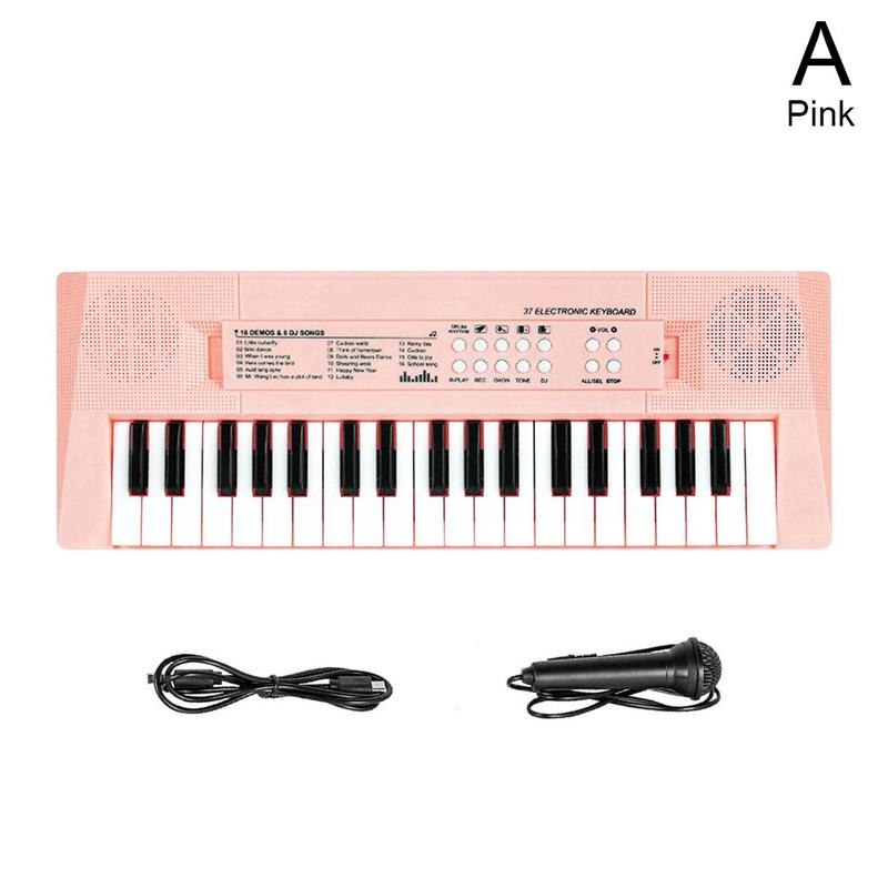 37 S Elektronische Board Piano Kinderen Orgel Met Digitale Board S Muziek Muzikale Verlichting Microfoon K6w7: Pink