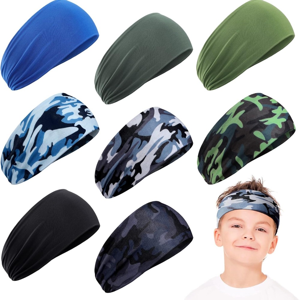 Jongens Meisjes Hoofdbanden Kids Sport Zweetbandjes Camo Elastische Atletische Wicking Haarbanden Voetbal Voetbal Workout Hardlopen Headwrap