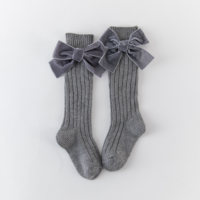 Kniestrümpfe für babys und kleinkinder, baumwollsocken mit großer schleife, weiche, lange socken für babys und kleinkinder, niedliche kniestrümpfe: 5 / L (4-7t)