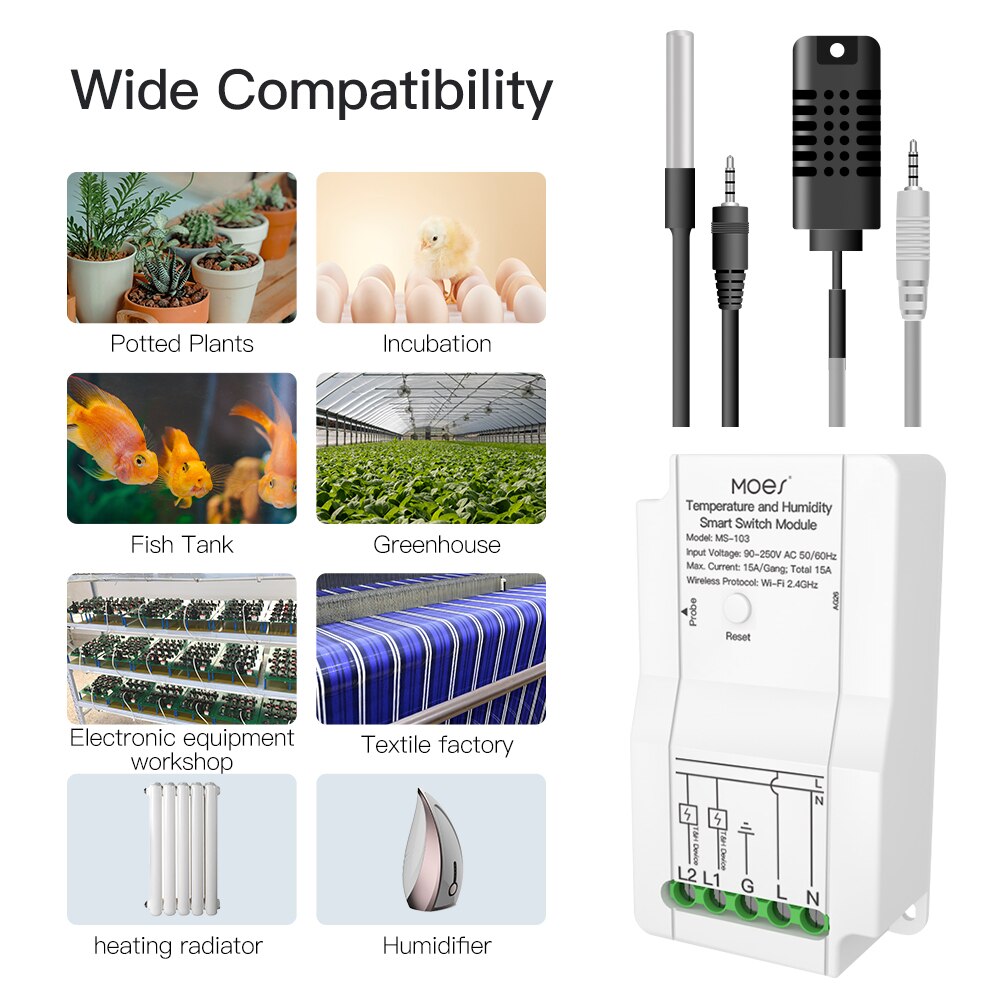 Wifi Smart Temperature Humidity Controller Probe Switch App Remote Control