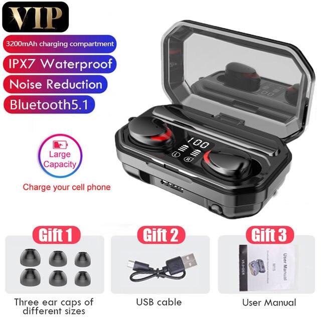 Cuffie senza fili TWS auricolari Bluetooth 3500mAh sport cuffie impermeabili HiFi 9D Bass auricolari Stereo con microfoni: Premium version