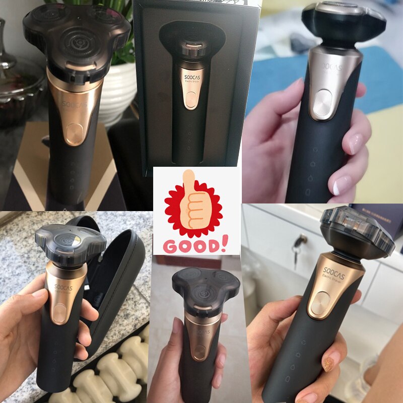 SOOCAS S3 Afeitadora eléctrica, afeitadora 3D, recortadora de barba tipo C, máquinas de afeitar recargables IPX7, Afeitadora eléctrica a prueba de agua para hombres 4