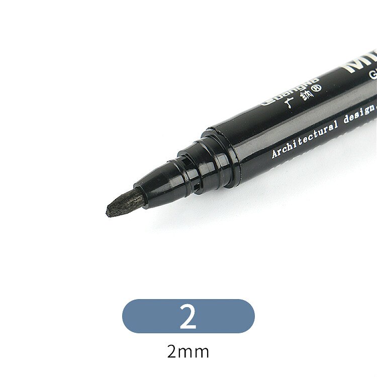 Pigment Liner Ink Paint Brush Marker Pen 0.05 0.1 0.2 0.3 0.4 0.5 0.6 0.8 Different Tip Black Fineliner Sketching Brush Pen Pens: 2