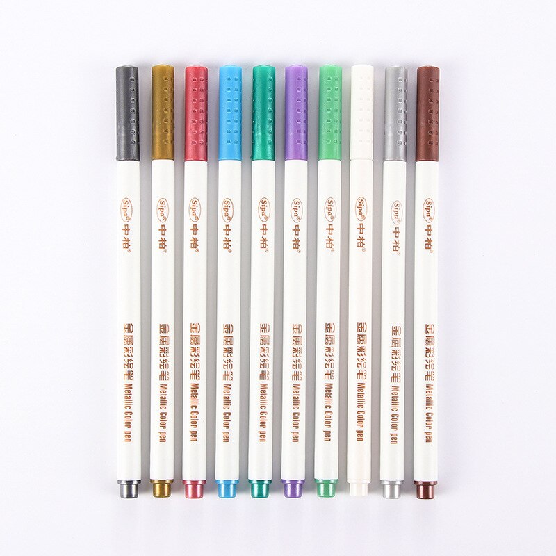 10 stks/set Metallic Kleur Pennen DIY Marker Pennen Voor School Briefpapier Leveranciers