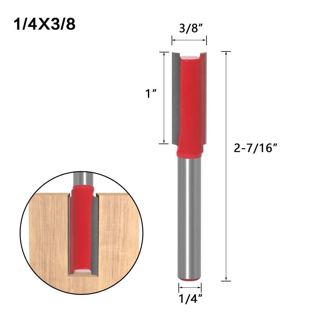 1/4 Inch Schacht Rechte Bit Hardmetalen Enkele Dubbele Fluit Router Bit Hout Frees Voor Houtwerk Tool: NO6 1l4x3l8