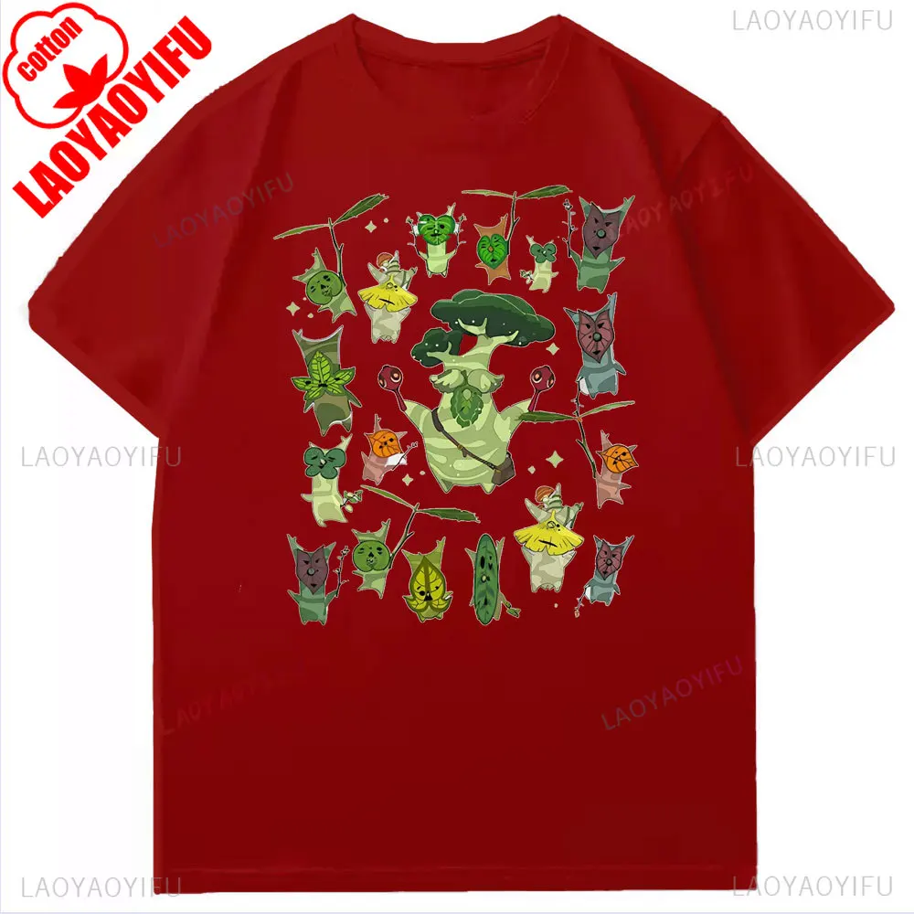 Zelda korok-skjorte breath of the wild hylia anime-skjorte korok arboretum gamer-skjorte planteelsker sommerskjorter bomulds-t-shirts toppe: Xl / Brun