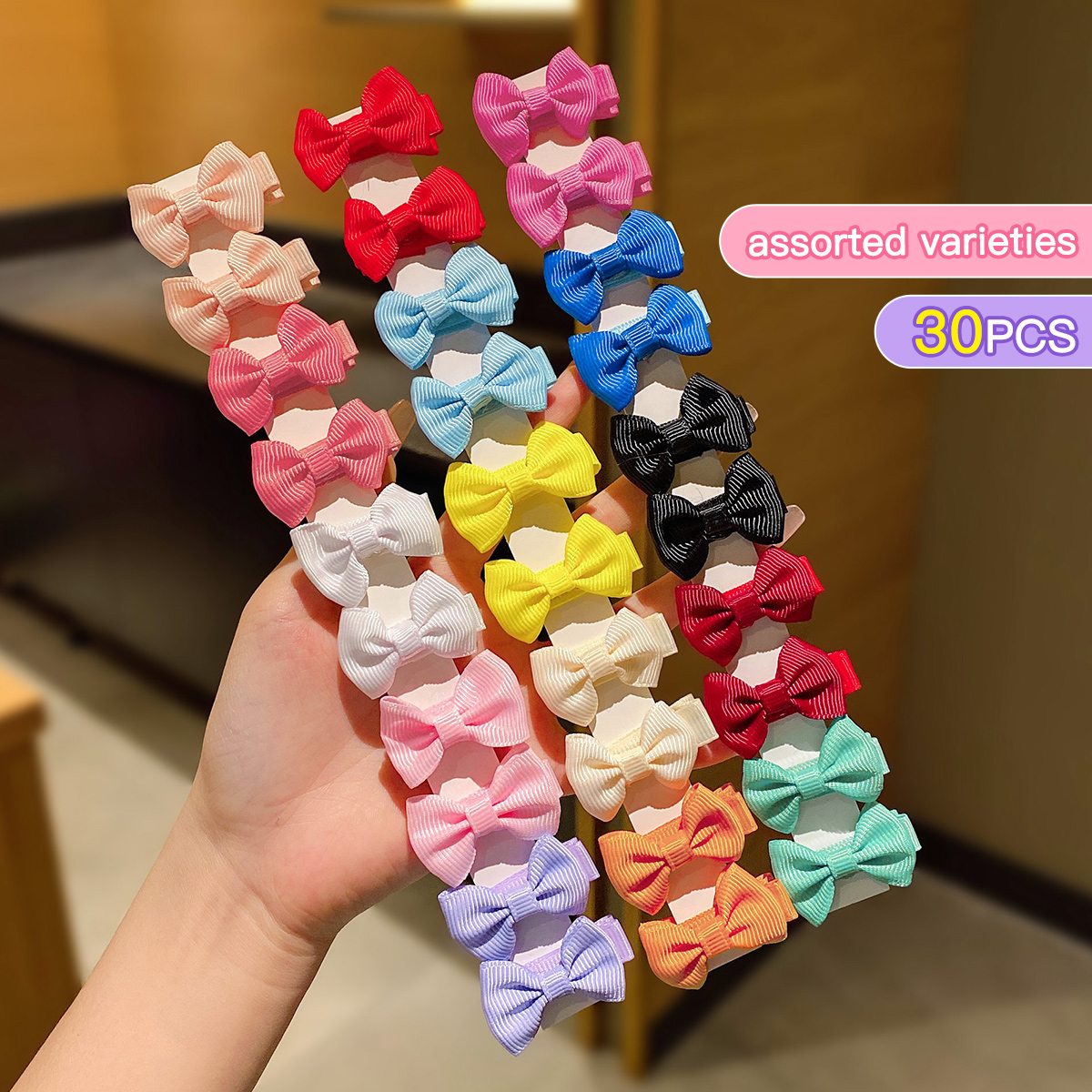 30 pinces à cheveux en tissu à nœud aléatoire coloré adaptées à un usage quotidien comme accessoires pour cheveux