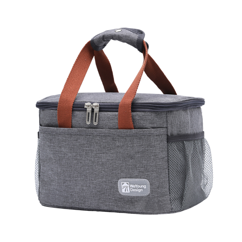 Large Capacity Thermal Insulation Lunch Bag Oxford Cloth Food Storage Picnic Bags Tote Portable Cooler Box Bags: GRAY