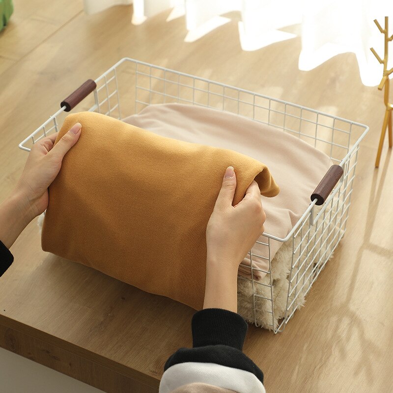 Nordisk japansk simpel jern kunst opbevaring kurv køkken diverse snacks opbevaring kurv desktop organisere opbevaring kurv med han