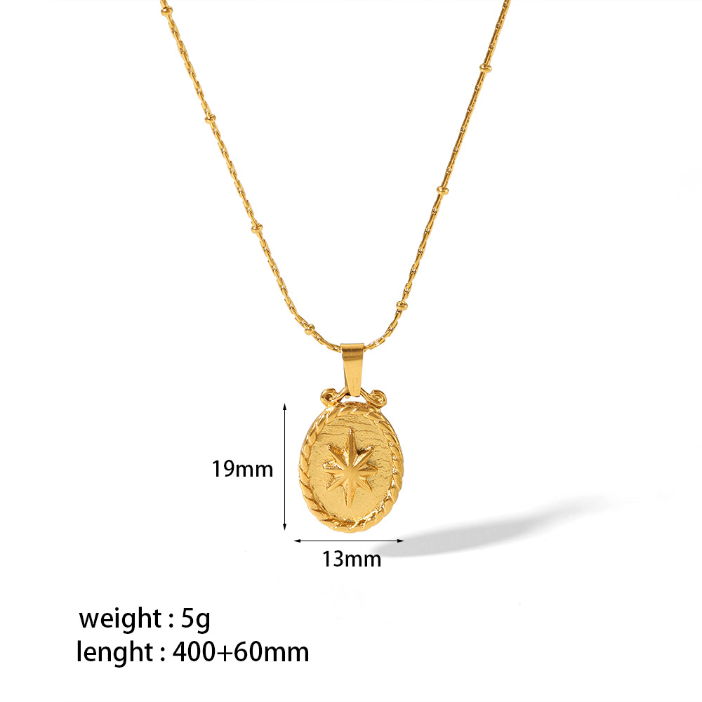 HangZhi Koreaanse Vintage Waterdruppel Ster Ronde Beer Ovale Hanger Ketting Geometrische Gouden Kleur Titanium Stalen Sieraden