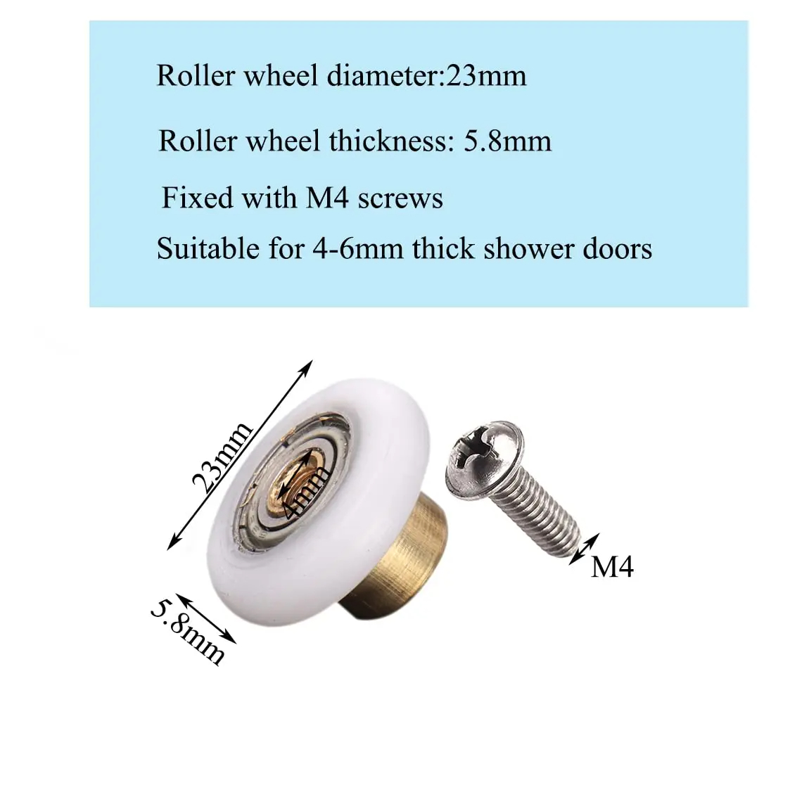 Shower Door Rollers Wheel Set Bathroom Glass Door Replacement Part Runner Sliding Shower Door Roller Wheel-Roller: Beige