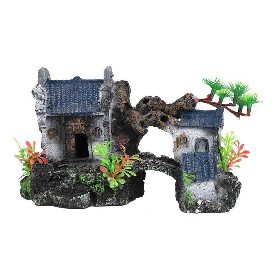 Aquarium hars decoratie aquarium rotstuin bergzicht rots grot stenen boom aquarium ornament decoratie aquarium benodigdheden: G