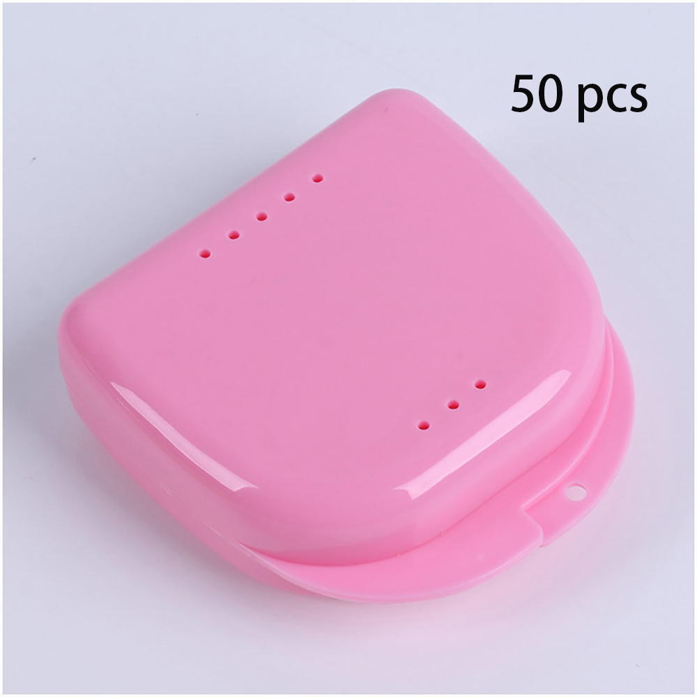50 stücke Prothese Kasten Tablett fallen Zahn Kieferorthopädische Halter Farbe tablett Lagerung Kasten Kunststoff Zähne Container Falsche Zähne Schutz: Rosa