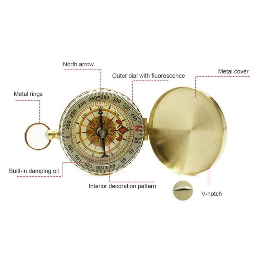 Genuine refined copper compass, G50 pocket watch compass, exquisite small , outdoor multi-function with luminous