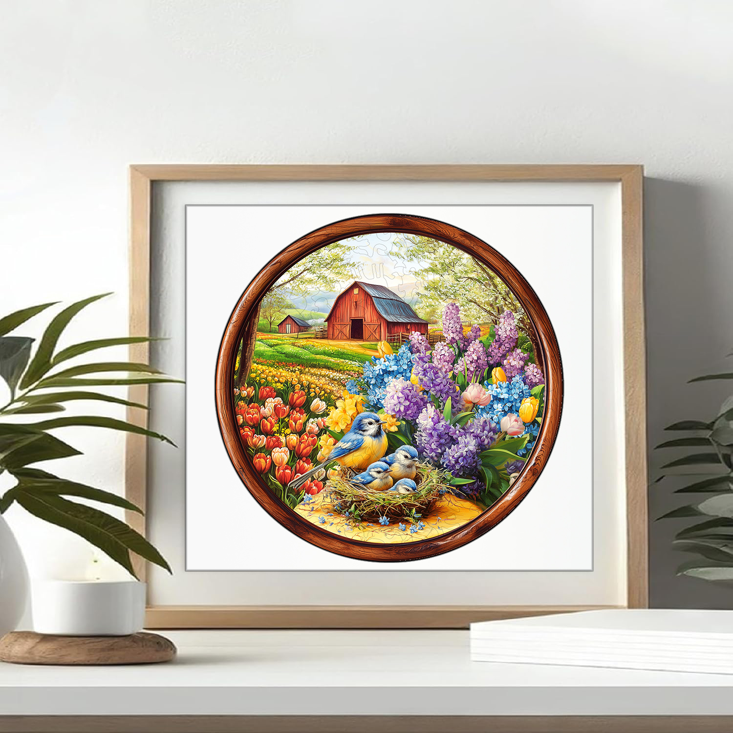 Adult wooden puzzle featuring a 3D garden bird nest and ecological scenery, unique animal-shaped puzzle toys for adults, perfect