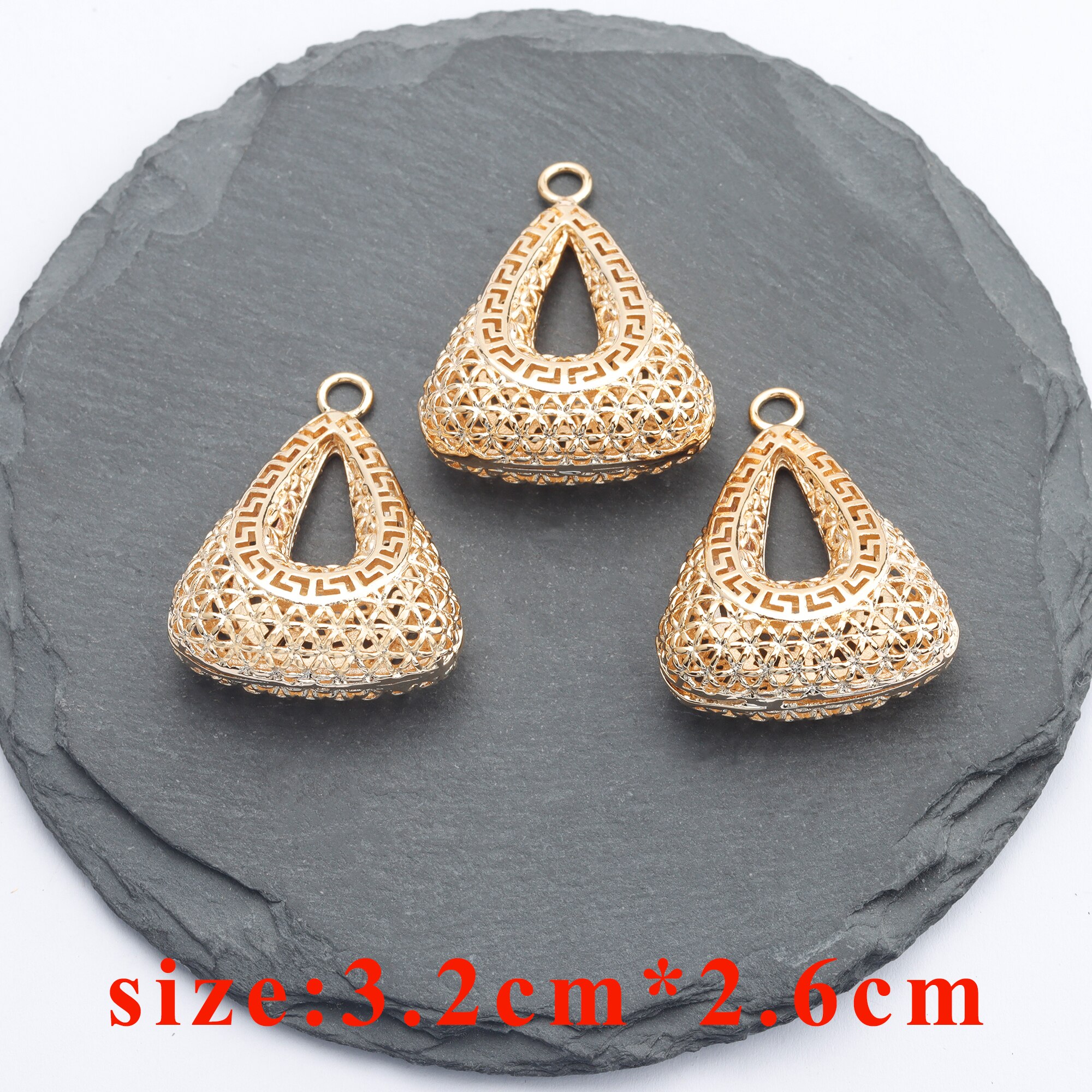 YEGUI M831, accessori dei monili, 18k oro placcato, 0.3 micron, ciondolo fai da te, fatto a mano, fascini, fascini di diy orecchini, monili che fanno, 6 pz/lotto