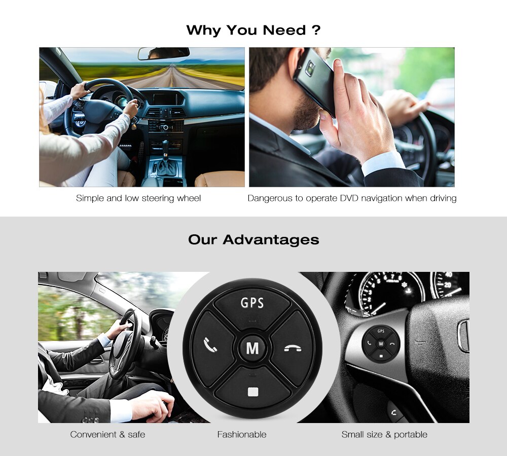 Car Steering Wheel Controler 4 Key Music Wireless DVD GPS Navigation Steering Wheel Radio Remote Control Buttons for DVD Player