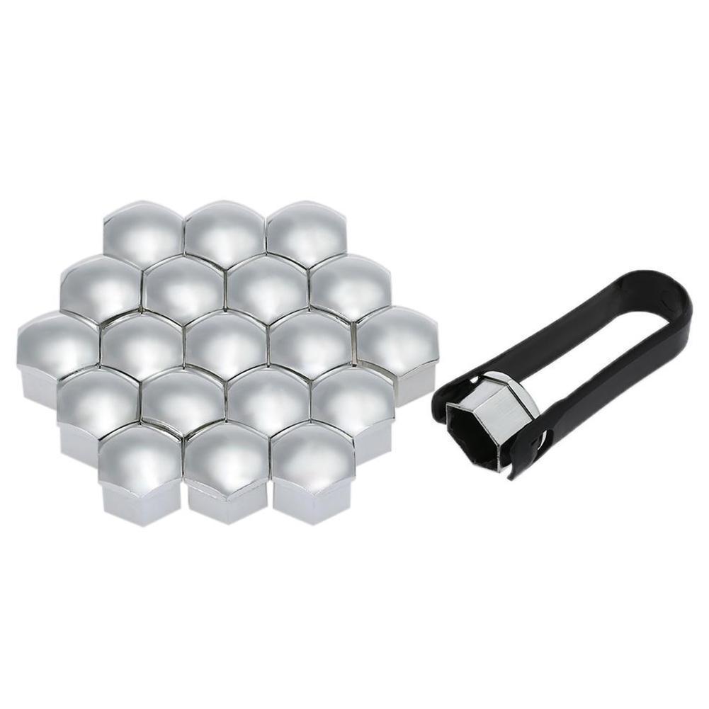 20Pcs Car Wheel Nut Caps 17/19/21mm Auto Hub Screw Cover Bolt Rims Exterior Decoration Special Socket Protection Dust Proof: electroplated silver / 21mm