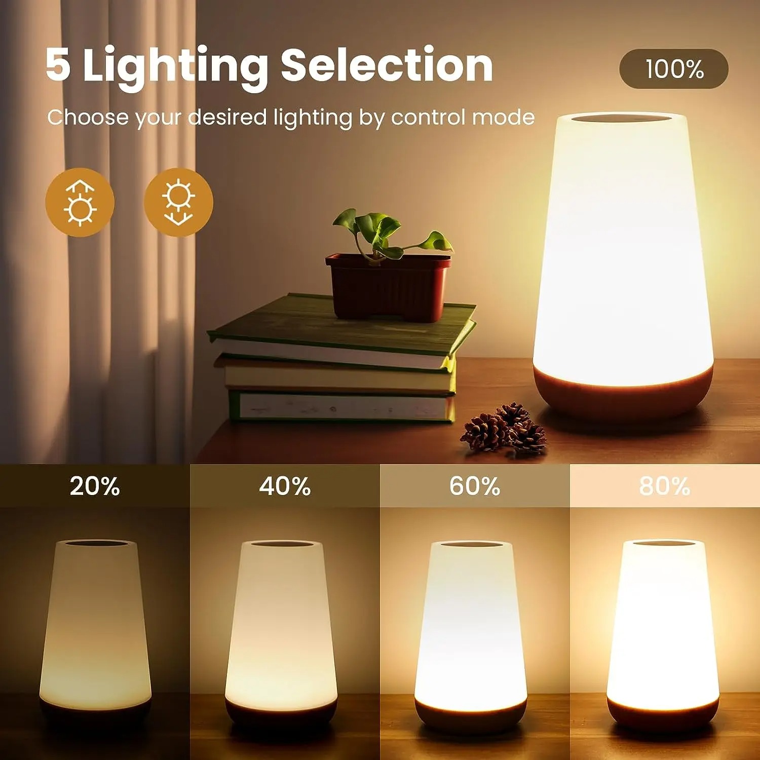 Afstandsbediening Wood Touch Kleurrijke sfeerlamp met haak Nachtkastje LED Desktop Buitendecoratie Nachtlampje