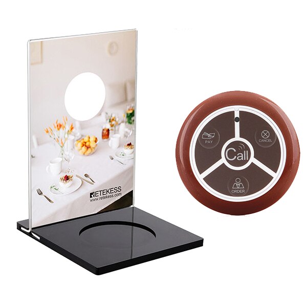 Retekess TD024 Mechanical Desktop Card For Call Button Restaurant Pager Customer Service Wireless Caller Waiter Call Button: With Four Key-Brown