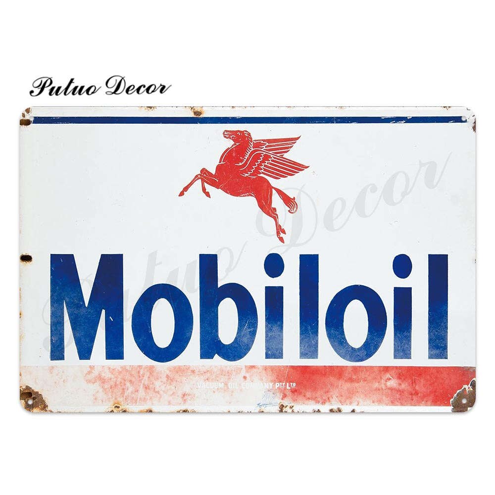 Mobil Tin Sign Metal Sign Plaque Metal Vintage Garage Decor Tin Posters Bar Pub Man Cave Decoration: TH3490