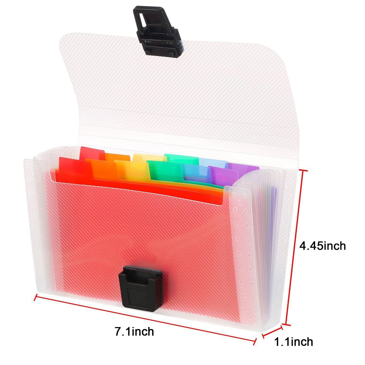 4 Pack Mini Document File A6 7.1 x 4.45 x 1.1 Inch Rainbow Expanding Folder 13 Pocket File Organizer 12 Labels Index