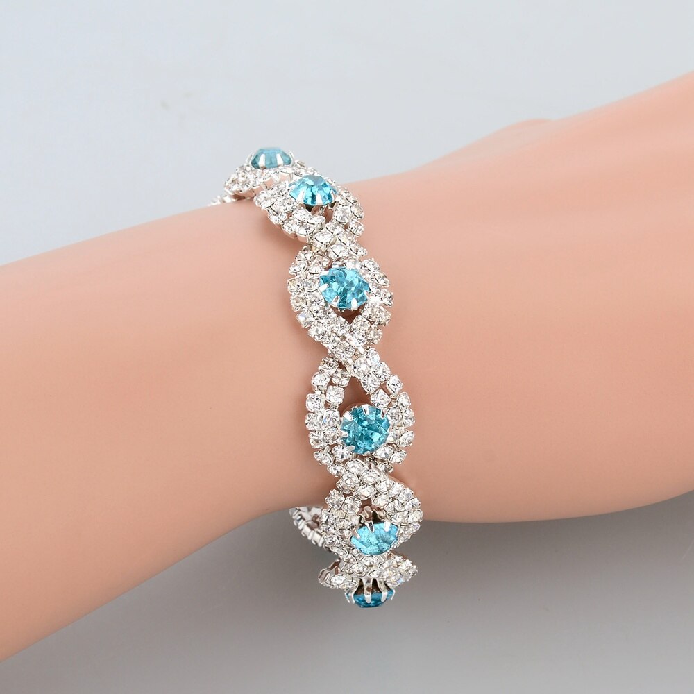 TOUCHEART Luxe Wedding Crystal Armband Met Stenen Voor Vrouwen Zilveren Armbanden Armbanden Turkse Blauwe Sieraden Armband SBR140169