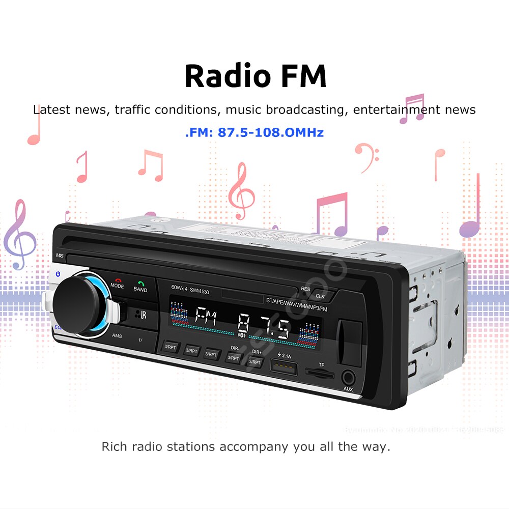 ESSGOO 1 Din Car Radio MP3 Player Dual Bluetooth Autoradio Stereo FM Radio Auto Audio Remote Control USB SD AUX Input Handsfree