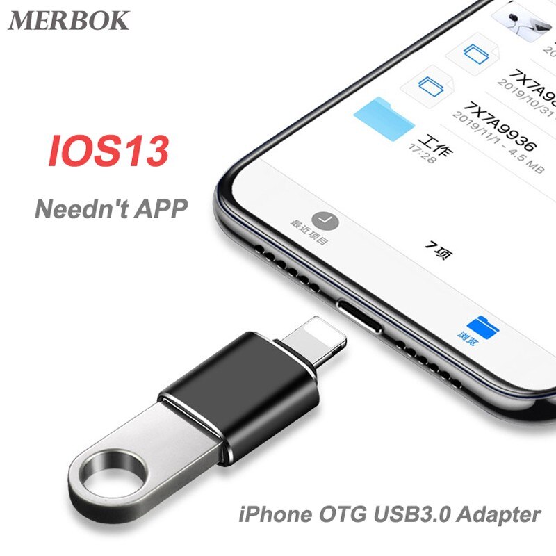 Mini USB3.0 OTG Portable Adapter For Apple iPhone 11 Pro XS MAX XR X 6S 7 8 Plus iPad Connect U Disk / keyboard Lighting to USB