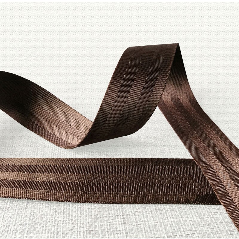 5M Nylon Webbing Safety Belt Grey Coffee Black Computer Jacquard Ribbon Children Car Seat Strapping Sewing Bag Belt Accessories: coffee 38mm