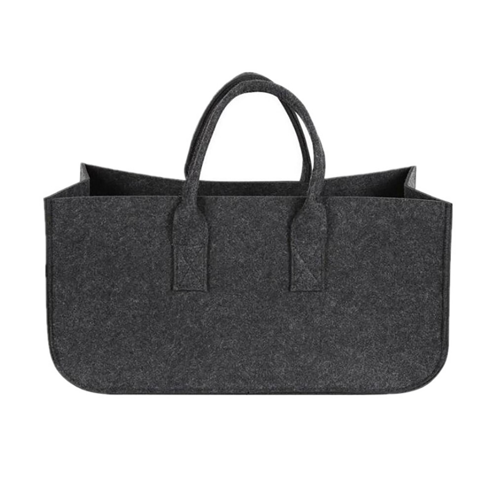 Organisateur sacs multifonctionnel transporteur rectangulaire Shopping grande capacité feutre panier de rangement avec poignée chambre sac à main: Black / L