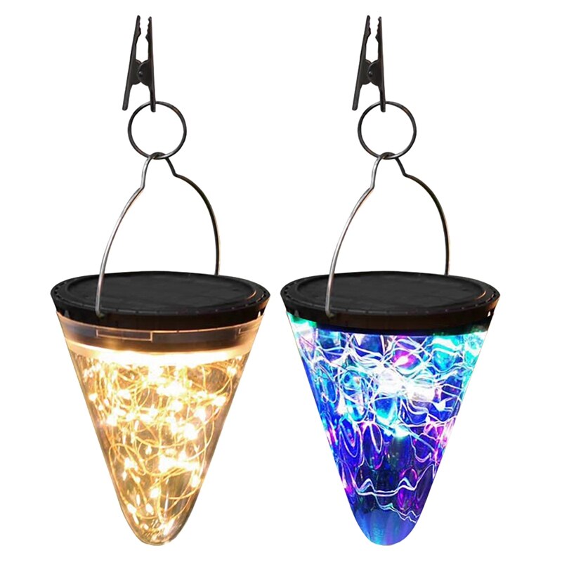 Praktische, op zonne-energie werkende tuinverlichting, hangende buitenlampen op zonne-energie, kegelvormige lantaarn op zonne-energie voor terras, tuin, landschap, pad, patio, enz.