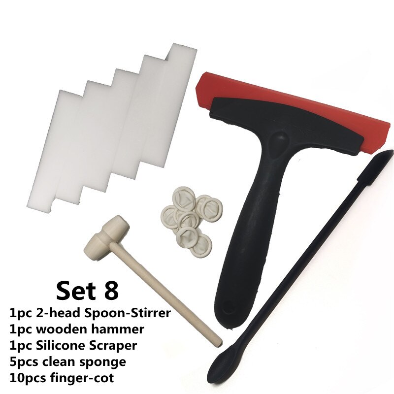 DIY Mosaic Tiles Tool Set Multiple Optional Sponge Trowel Silicone Strrier Plastic Scraper Wooden Hammer Finger-Cot Clean Sponge: Set 8