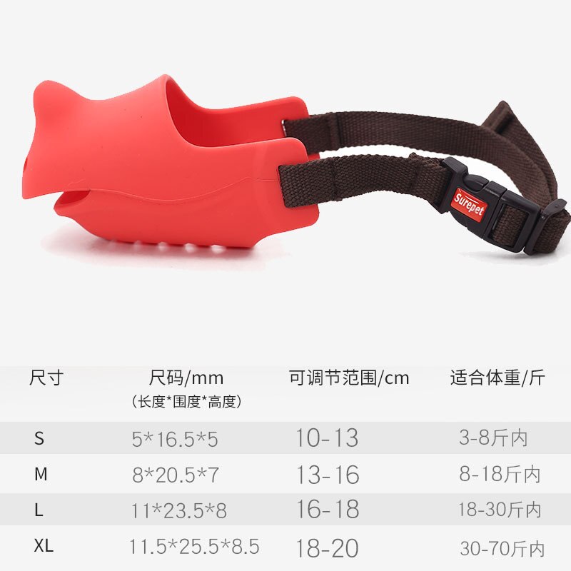 Muilkorf hond zachte siliconen mondkap voor kleine grote hondenmuilkorf anti-blaf bijt kauw hondenmasker kooi adem vrij huisdier hond benodigdheden: Rood / L 9-15kg