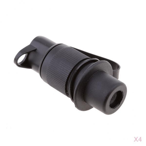 4 x Caravan Truck Boat Tow Electrical Wire Connector 3 Pin Plug Socket Black