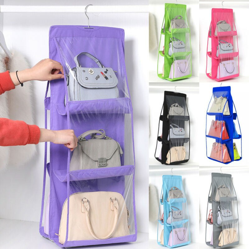 Opvouwbare hangtas met 6 zakken, opvouwbare tas met 3 lagen, tas voor handtas, organizer voor deur, diversen, opbergvak, hanger voor in de kast