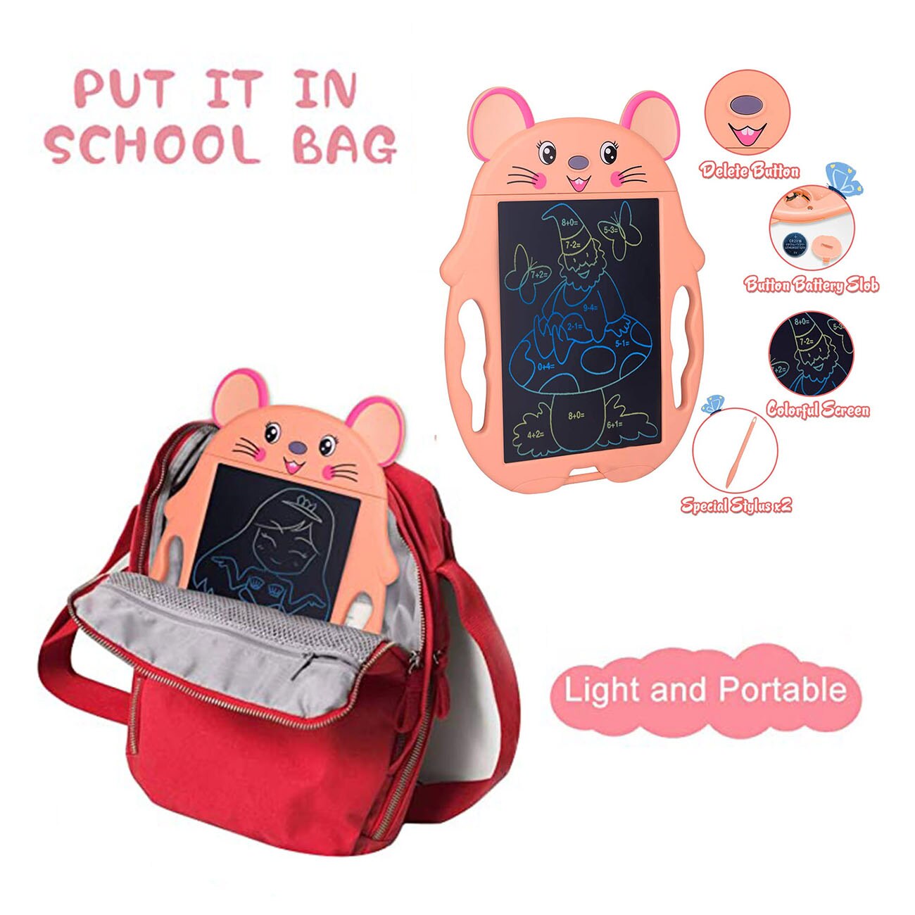 LCD Writing Tablet - 8-inch Screen - Reusable Doodle Drawing Pad for Kids - Educational Toy